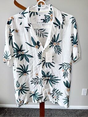 Porter & Ash Men's Linen Blend Button Down Short Sleeve Shirt Size M NWT